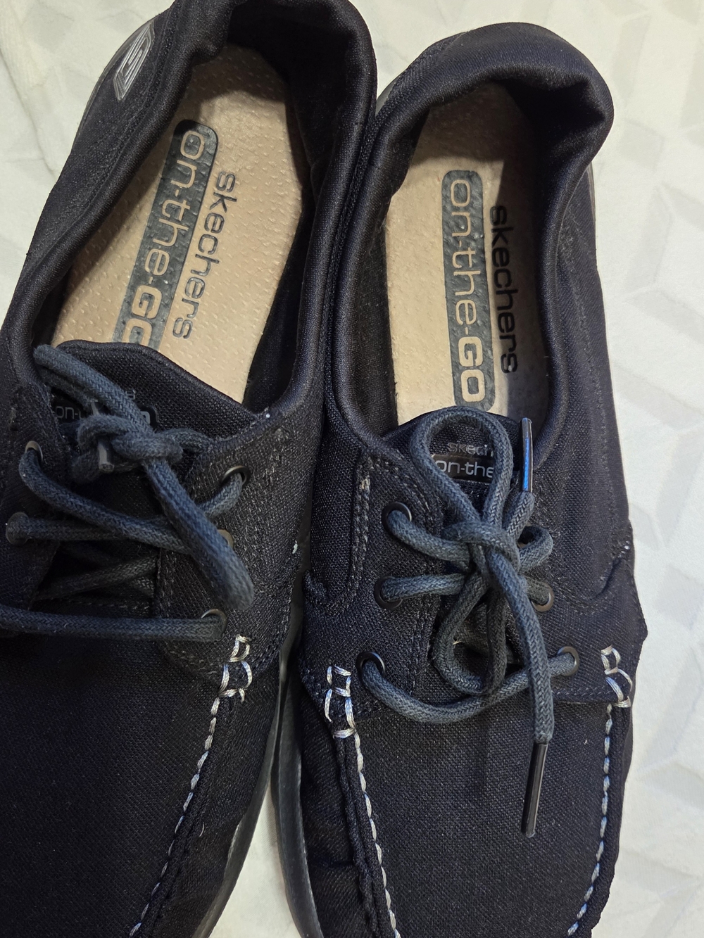 Skechers Men's Navy Slip-On Boat Shoes with Laces